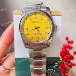 Rolex Oyster Perpetual 36mm Watch Yellow Dial Quartz Movement